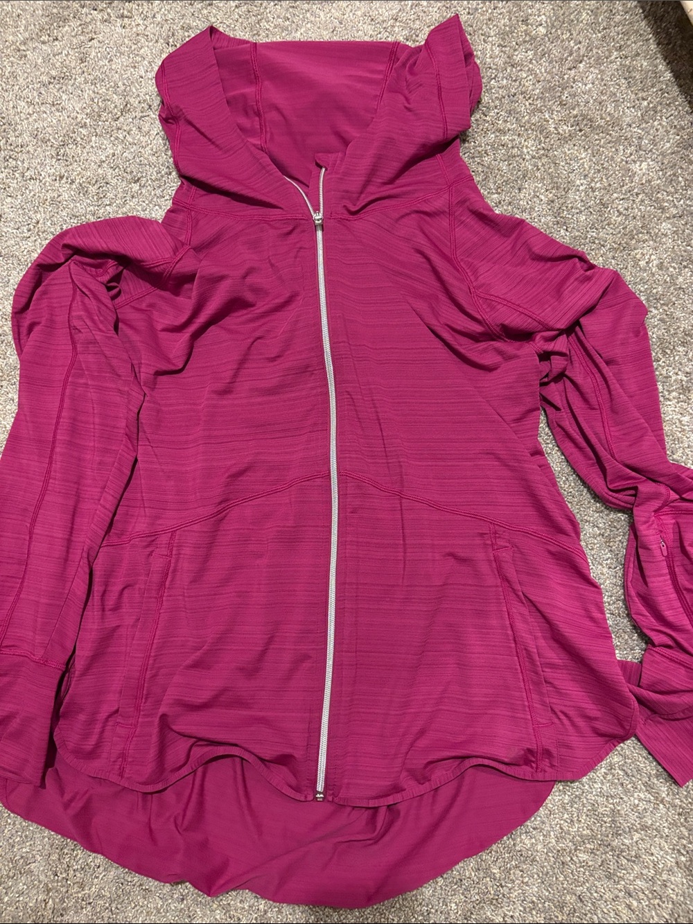 Athleta Magenta Full-Zip Hoodie! EUC! It’s rash guard material!